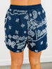 Navy Bandana Paisley Print Henley Top & Shorts Set (Reg.)