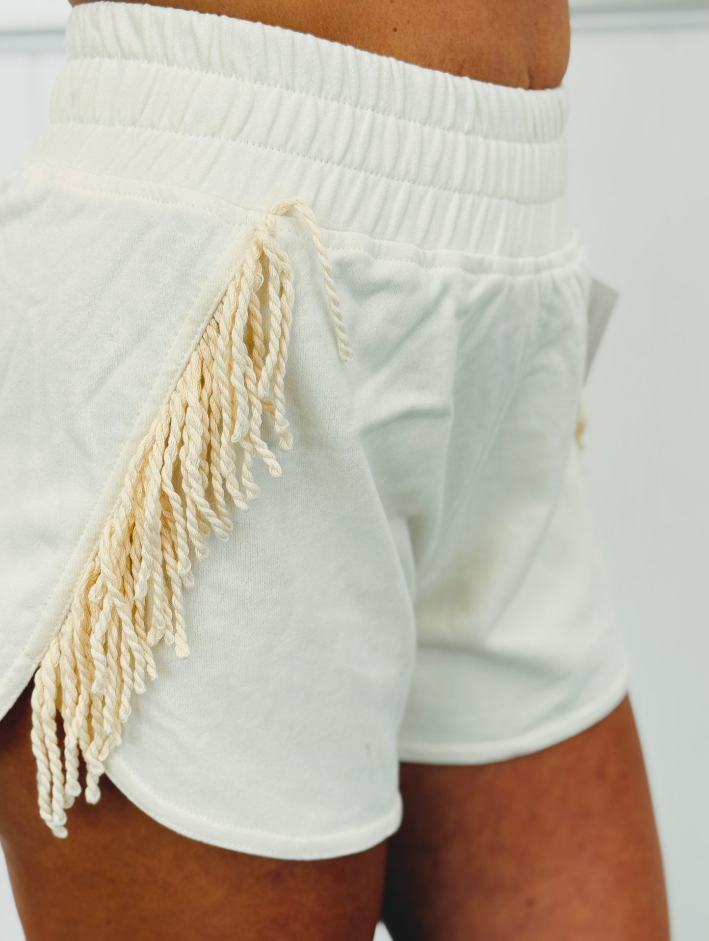 Ecru Western Fringe Dolphin Shorts (Reg.)