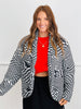 Black/White Retro Geo Print Jacket (Reg & Plus)