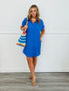 Cobalt Blue Short Sleeve Shirt Dress (Reg & Plus)