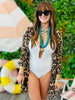 White Textured Gold Detail One Piece Swimsuit (Reg.)