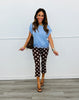 Chambray Sweater Knit Lace Hem Top (Reg.)