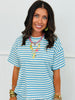 Blue Striped Short Sleeve Top (Reg.)