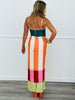 White Color Block Stripes Tank Maxi Dress (Reg.)