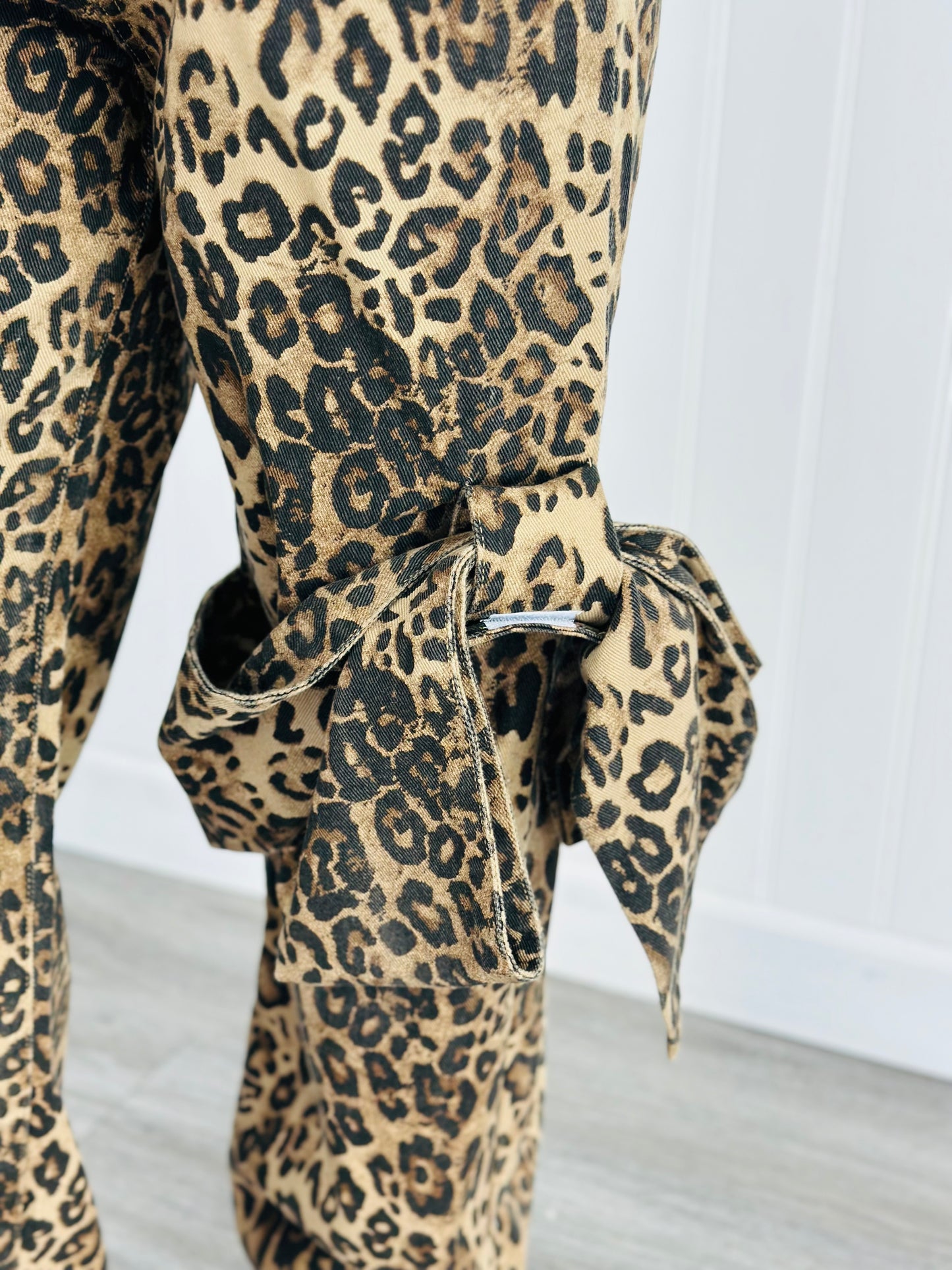 Leopard Bow Knot Wide Leg Pants (Reg)