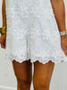 Off White Floral Embroidered Sleeveless Romper (Reg.)
