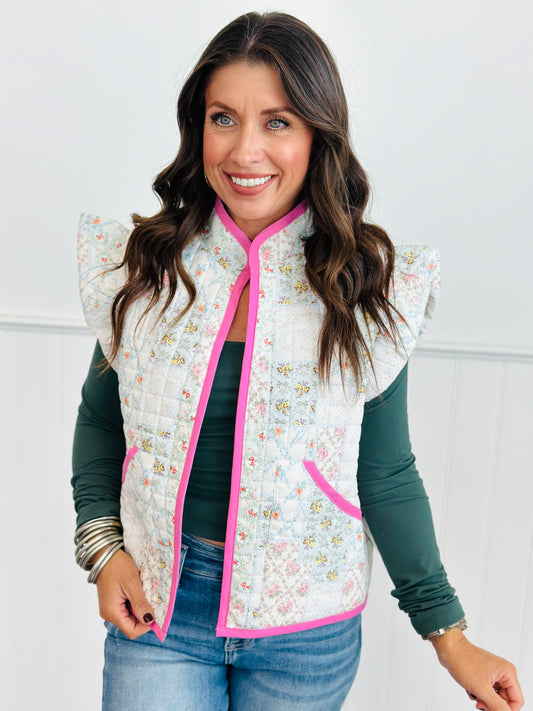 Quilted Floral Vest (Reg)