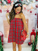 Red Multi Plaid Strapless Mini Dress & Scarf (Reg.)