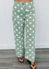 Sage/Ecru High Rise Polka Dot Pants (Reg & Plus)