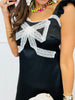 Black Lace Bow Satin Mini Dress (Reg.)