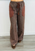 Washed Brown Striped Sweatshirt & Pants Set (Reg & Plus)