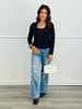 Navy Babydoll Tie Back  Blouse (Reg.)
