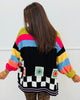 POL Jet Black Multi Stripe Granny Squares Sweater Cardigan (Reg.)