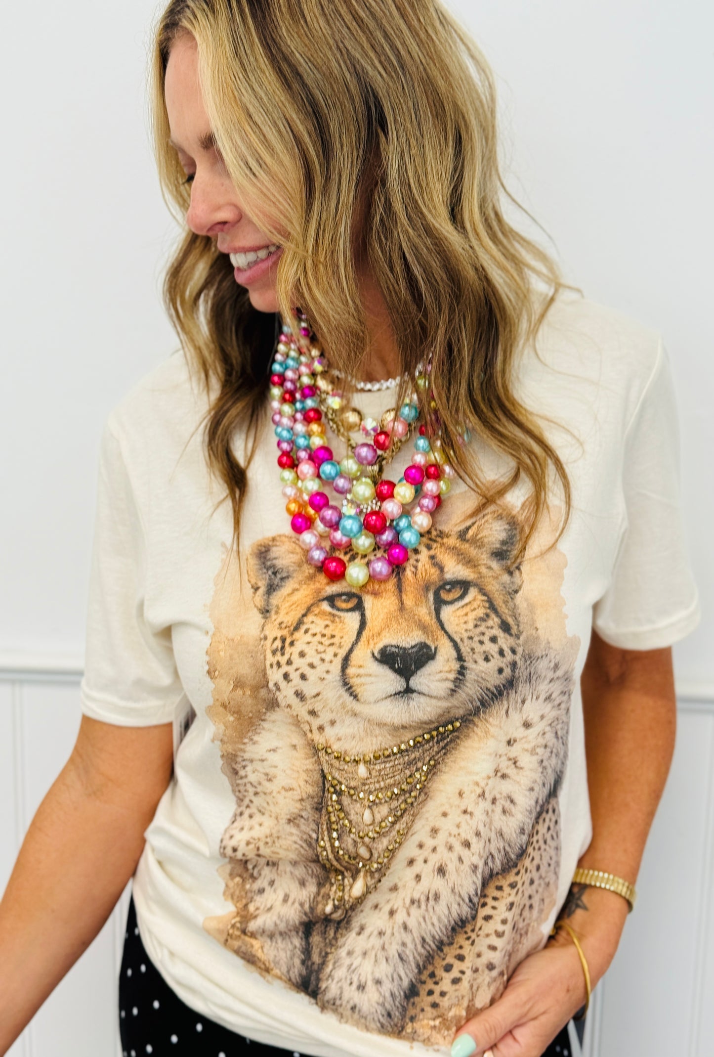 Leopard Fur Coat Bling Tee (Reg. and Plus)