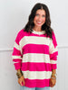 Cream/Hot Pink Pullover Sweater Top (Reg.)