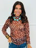 Deer Print Mock Neck Mesh Top (Reg. and Plus)