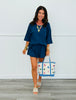 Navy Slub Cotton Jersey Shorts & Tee Set (Reg.)