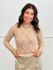 Lt. Taupe Long Sleeve Floral Lace Top (Reg. and Plus)