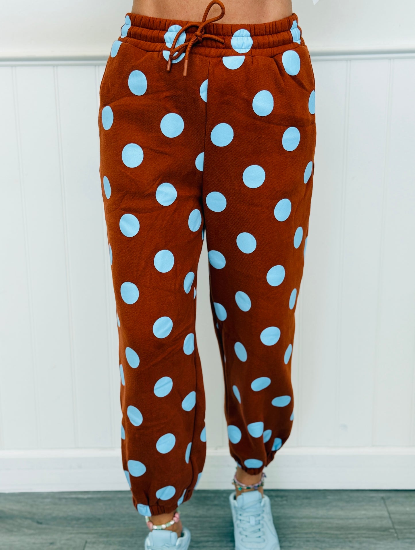 Rust/Sky Blue Polka Dot Jogger Sweatpants (Reg.)