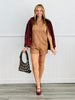 Brown Suede Boat Neck Romper (Reg.)