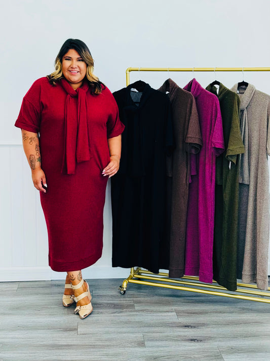 Dear Scarlett Ribbed Tunic Midi Dress (Reg. and Plus) - 6 Colors