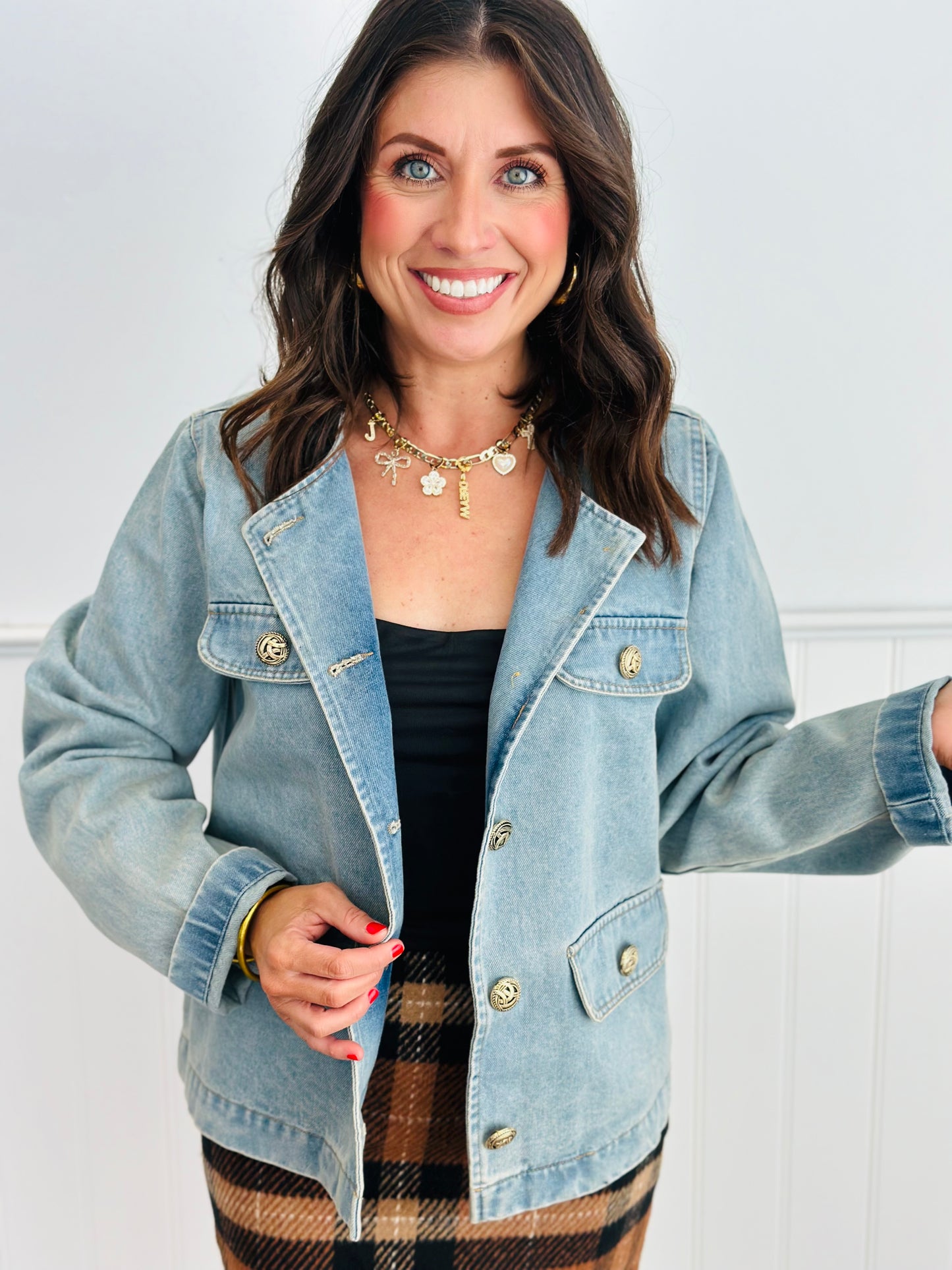 Denim Gold Button Jacket (Reg)