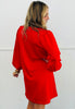 Red Contrast Leather Center Stripe Mini Dress (Reg.)