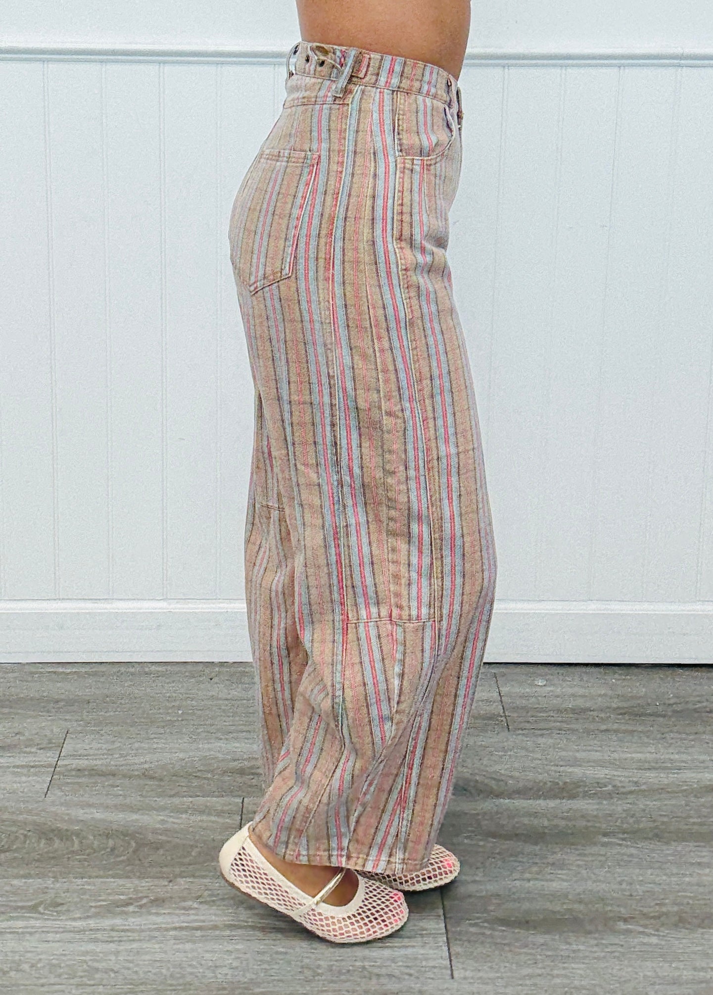 Mocha Combo Plaid Print Barrel Pants (Reg.)