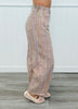 Mocha Combo Plaid Print Barrel Pants (Reg.)