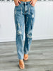 Light Denim Distressed Fringe Jeans (Reg)