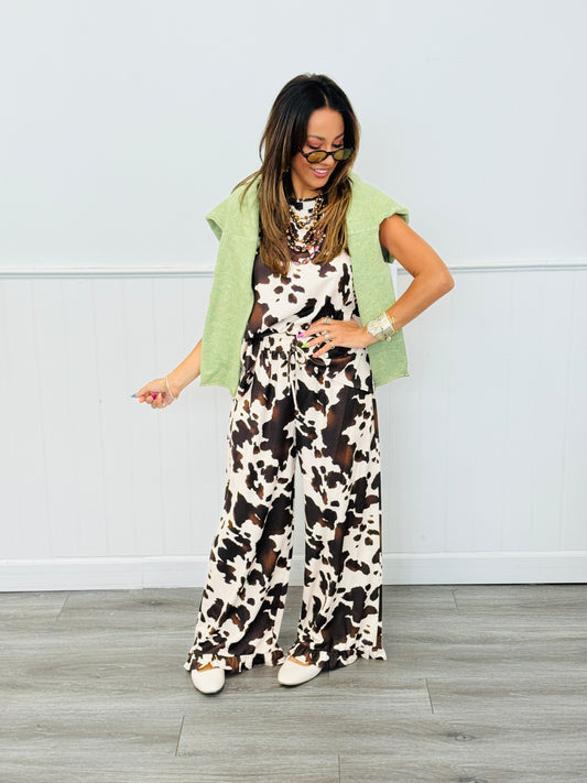 Cow Print Scoop Back Tank & Pants Set (Reg.)