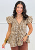 Ruffles & Bows Plaid Peplum Top (Reg & Plus)-2 Colors