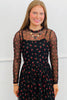 Black Cherry Print Mesh Maxi Dress (Reg & Plus)