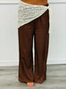 Brown Wide Leg Pants With Scarf (Reg.)