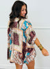 Brown Satin Print Oversized Shirt (Reg & Plus)