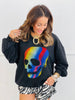 Queen Of Sparkles Rainbow Rhinestone Skull Sweatshirt (Reg. and Plus)
