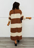 Brown Striped Knit Longline Cardigan (Reg.)