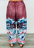 Brown/Burgundy Sublimation Print Denim Look Pants (Reg & Plus)