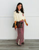 Striped Lace Side Slit Pants (Reg. and Plus) - 6 Colors