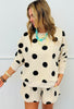 Beige Polka Dot Sweatshirt & Shorts Set (Reg. and Plus)
