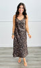 Black Knit Top Leopard Satin Midi Dress Set (Reg.)