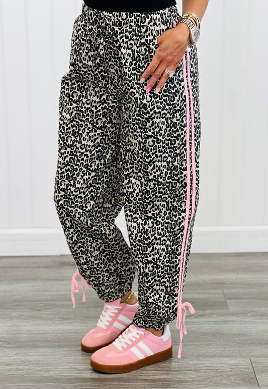 Leopard Print Side Stripe Joggers (Reg.)