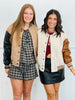 Varsity Color Block Teddy Fur Jacket (Reg.) -2 Colors