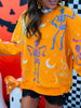 Queen Of Sparkles Orange Dancing Skeleton Sweatshirt (Reg. and Plus)