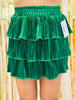 Green Shimmer Ruffle Tiered Mini Skort (Reg. and Plus)