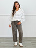 Striped Quarter Zip Top (Reg & Plus)-2 Colors