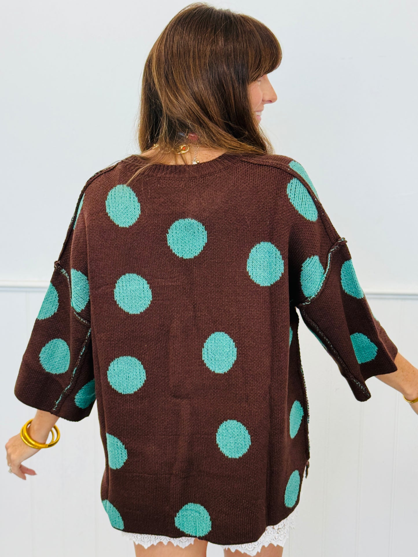 Polka Dot Patterned Sweater Top (Reg.) - 2 Colors