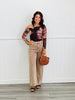 Brown Floral Off Shoulder Mesh Top (Reg.)