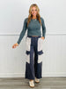 Navy Lace Patchwork Pants (Reg. and Plus)
