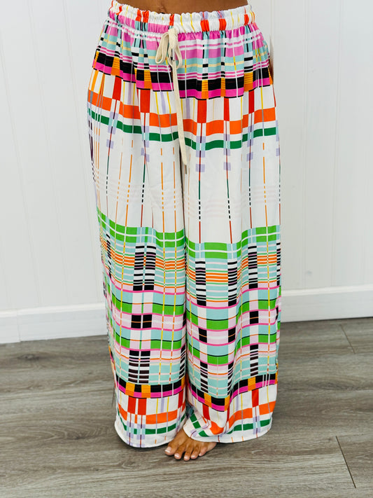 Multi Plaid Palazzo Pants (One Size)